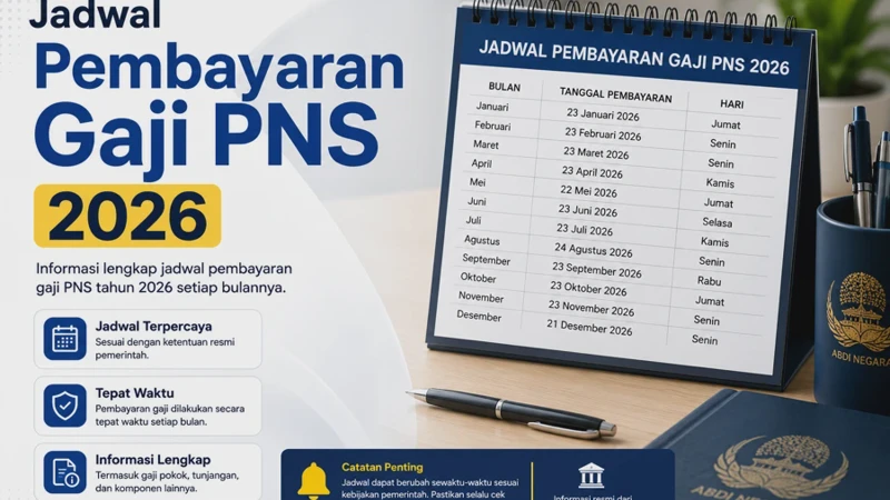 Jadwal Pembayaran Gaji PNS 2026, Cair Setiap Tanggal Berapa?
